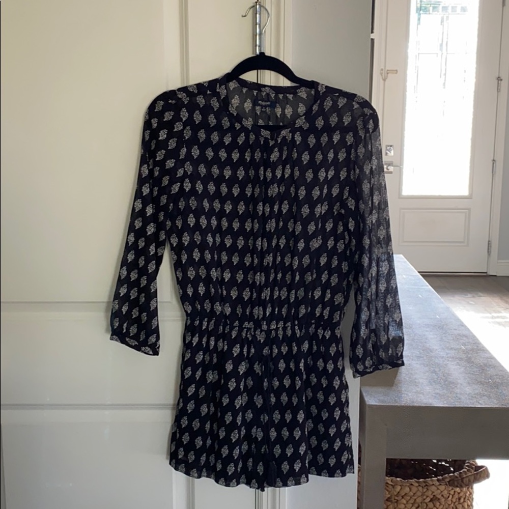 Madewell Cotton Black Ikat Romper